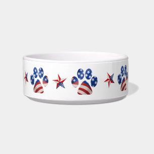 Flag und Star Paw Print, Rot, Weiß und Blau Napf
