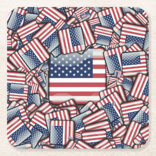 Flag_United_Staaten_by_JAMColors Rechteckiger Pappuntersetzer