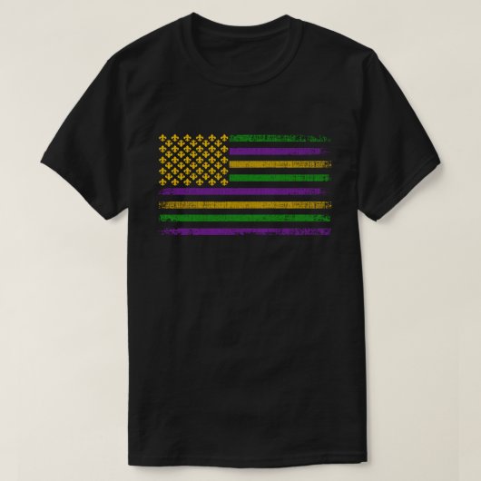 Flag US Mardi Gras mit Lilie Patriotic T-Shirt (Design vorne)