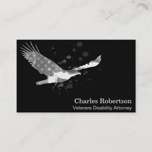 *~* Flag USA Amerikanischer Adler Grau auf schwarz Visitenkarte (Vorderseite)