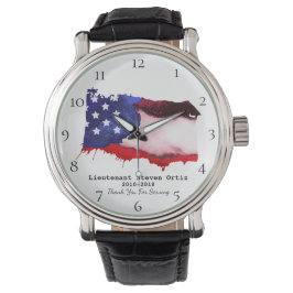 *~* Flag USA Veteran Military Red White Blue Armbanduhr
