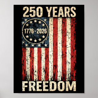 Flag Vintage 250 Jahre Amerikanisch 1776 2026 250. Poster