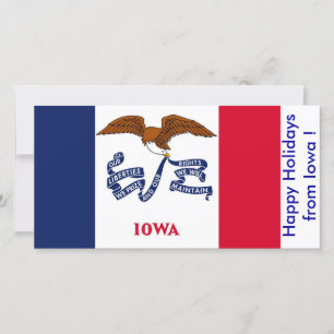Flag von Iowa, Happy Holidays aus den USA. Feiertagskarte