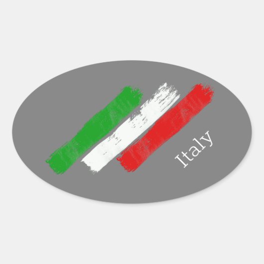 Flag von Italy.brush strokes. Rechteckaufkleber Ovaler Aufkleber (Vorderseite)