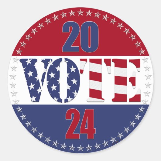 Flag VOTE USA 2024 Runder Aufkleber (Vorderseite)