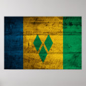 Flag Wood St. Vincent & Grenadines Poster (Vorne)