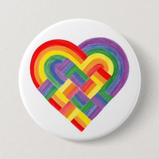 Flag "Woven Heart LGBTQ+ Rainbow Prilag Button (Vorderseite)