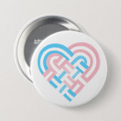 Flag Woven Heart Trans Transgender Pride Rosa Blau Button (Vorne & Hinten)