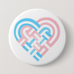 Flag Woven Heart Trans Transgender Pride Rosa Blau Button