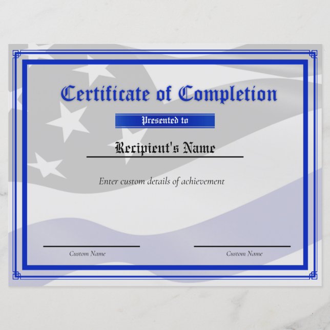 Flag-Zertifikat für benutzerdefinierte Thin Blue L (Vorderseite)