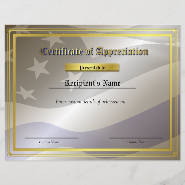 Flag-Zertifikat für benutzerdefinierte Thin Blue L (Vorderseite)