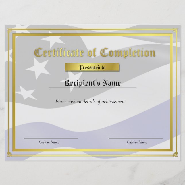 Flag-Zertifikat für benutzerdefinierte Thin Blue L (Vorderseite)