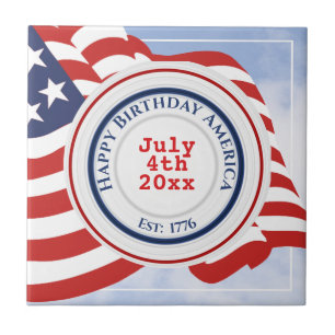 Flag zum Geburtstag Amerika Patriotische Kreise 17 Fliese