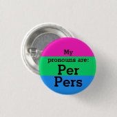 Flag zur Polysexualität mit Per/Pers Pronouns Button (Vorne & Hinten)