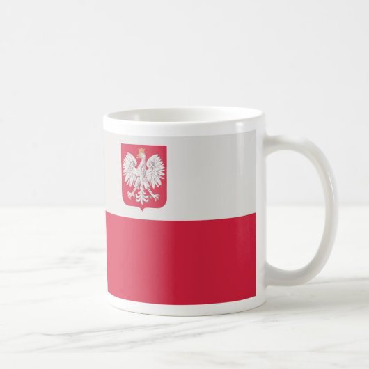 Flaga Polski z godłem - Flagge von Polen Kaffeetasse (Rechts)