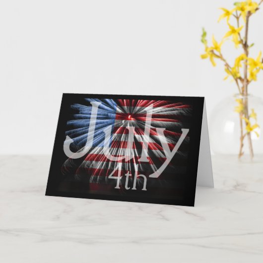 FlagFireworks am 4. Juli Karte (Gelbe Blume)