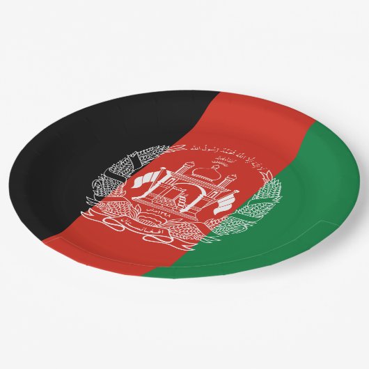 Flagge Afghanistans Pappteller (Schrägansicht)