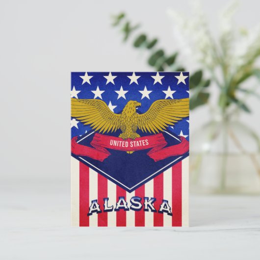 Flagge Alaska USA Postkarte (Stehend Vorderseite)
