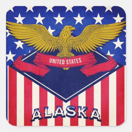 Flagge Alaska USA Quadratischer Aufkleber (Vorderseite)