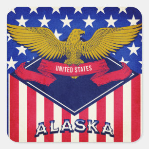 Flagge Alaska USA Quadratischer Aufkleber