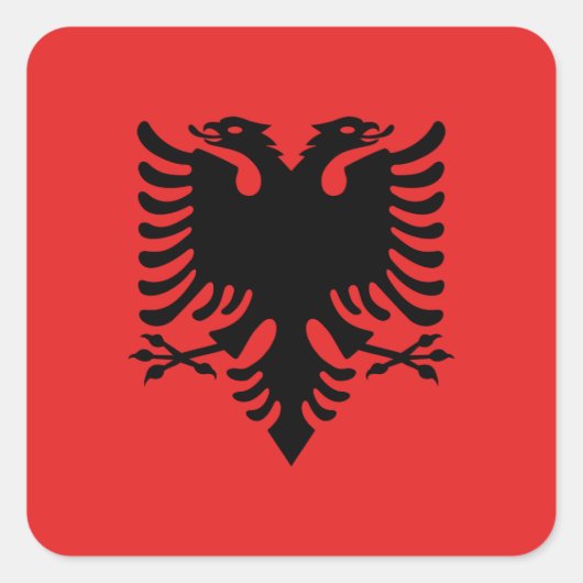 Flagge Albaniens (Albanisch) Quadratischer Aufkleber (Vorderseite)
