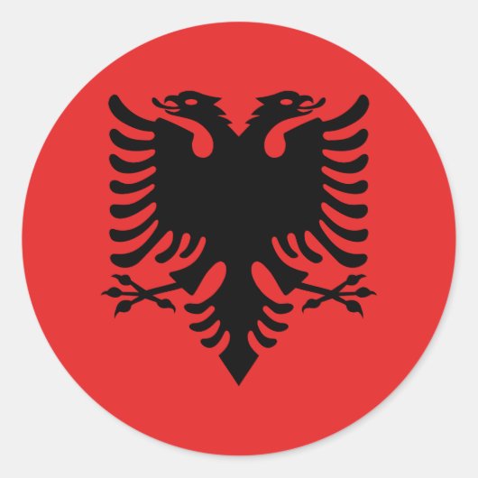 Flagge Albaniens (Albanisch) Runder Aufkleber (Vorderseite)