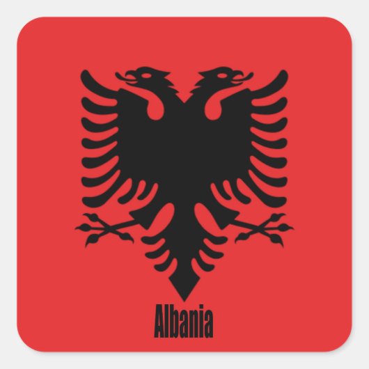 Flagge Albaniens, gekennzeichnet, Quadratischer Aufkleber (Vorderseite)