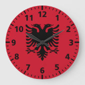 Flagge Albaniens Große Wanduhr (Vorderseite)
