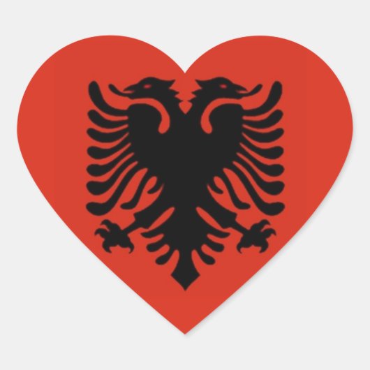 Flagge Albaniens Herz-Aufkleber (Vorderseite)