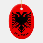Flagge Albaniens Keramik Ornament (Hinten)