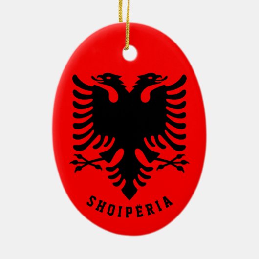Flagge Albaniens Keramik Ornament (Hinten)