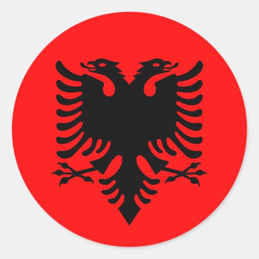 Flagge Albaniens Runder Aufkleber (Vorderseite)
