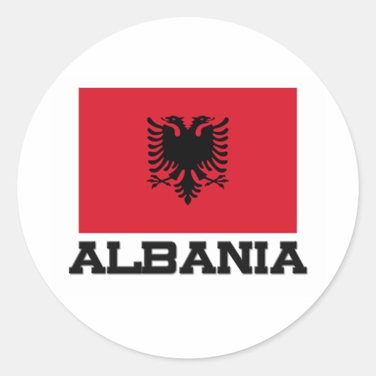 Flagge Albaniens Runder Aufkleber (Vorderseite)