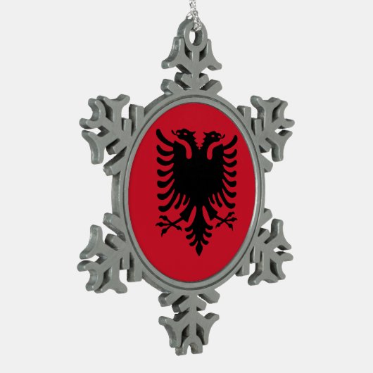 Flagge Albaniens Schneeflocken Zinn-Ornament (Links)