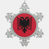 Flagge Albaniens Schneeflocken Zinn-Ornament (Vorderseite)