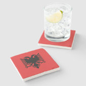 Flagge Albaniens Steinuntersetzer (Seitenansicht)