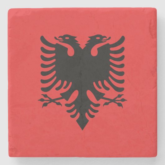 Flagge Albaniens Steinuntersetzer (Vorderseite)