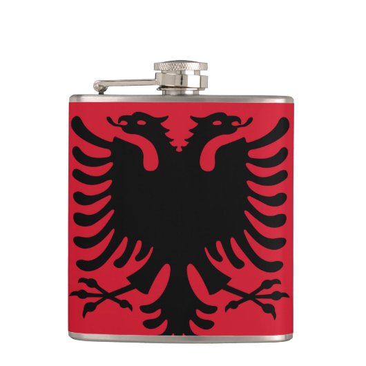 Flagge Albaniens Vinyl Wrapped Flask Flachmann (Vorderseite)