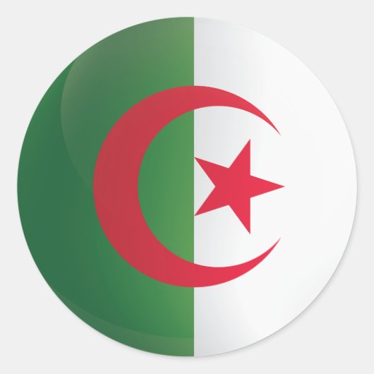 Flagge Algeriens Runder Aufkleber (Vorderseite)