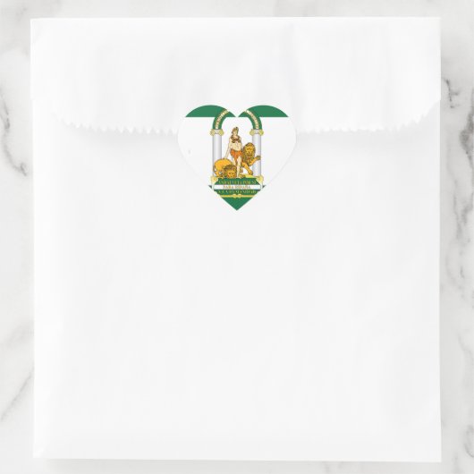 Flagge Andalusiens (Spanien) Herz-Aufkleber (Tasche)