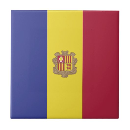 Flagge Andorras Fliese (Vorderseite)