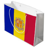 Flagge Andorras Große Geschenktüte (Rückseite Schrägansicht)