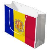 Flagge Andorras Große Geschenktüte (Vorderseite Schrägansicht)