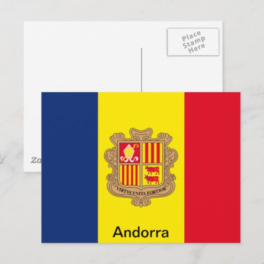 Flagge Andorras Postkarte (Vorne/Hinten)