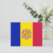 Flagge Andorras Postkarte (Stehend Vorderseite)