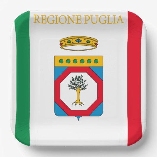 Flagge Apuliens (Italien) Pappteller (Vorderseite)
