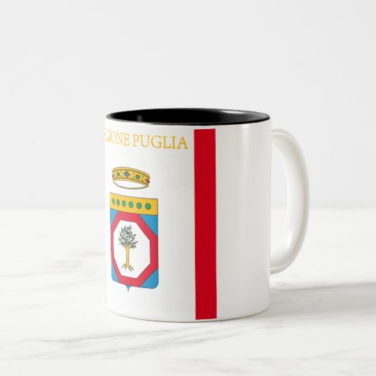 Flagge Apuliens (Italien) Zweifarbige Tasse (VorderseiteRechts)