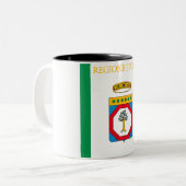 Flagge Apuliens (Italien) Zweifarbige Tasse (Vorderseite Links)