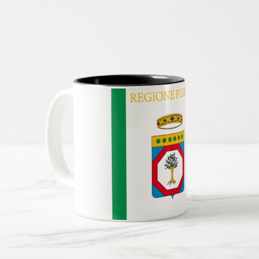 Flagge Apuliens (Italien) Zweifarbige Tasse (Vorderseite Links)