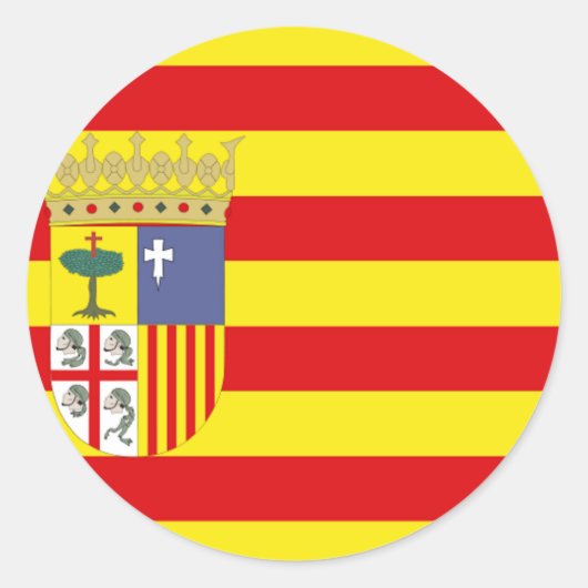 Flagge Aragon (Spanien) Runder Aufkleber (Vorderseite)